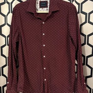 Men’s Maroon Dot-Print Button-Up Shirt